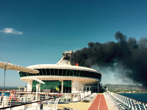 cruise ship funnel fire